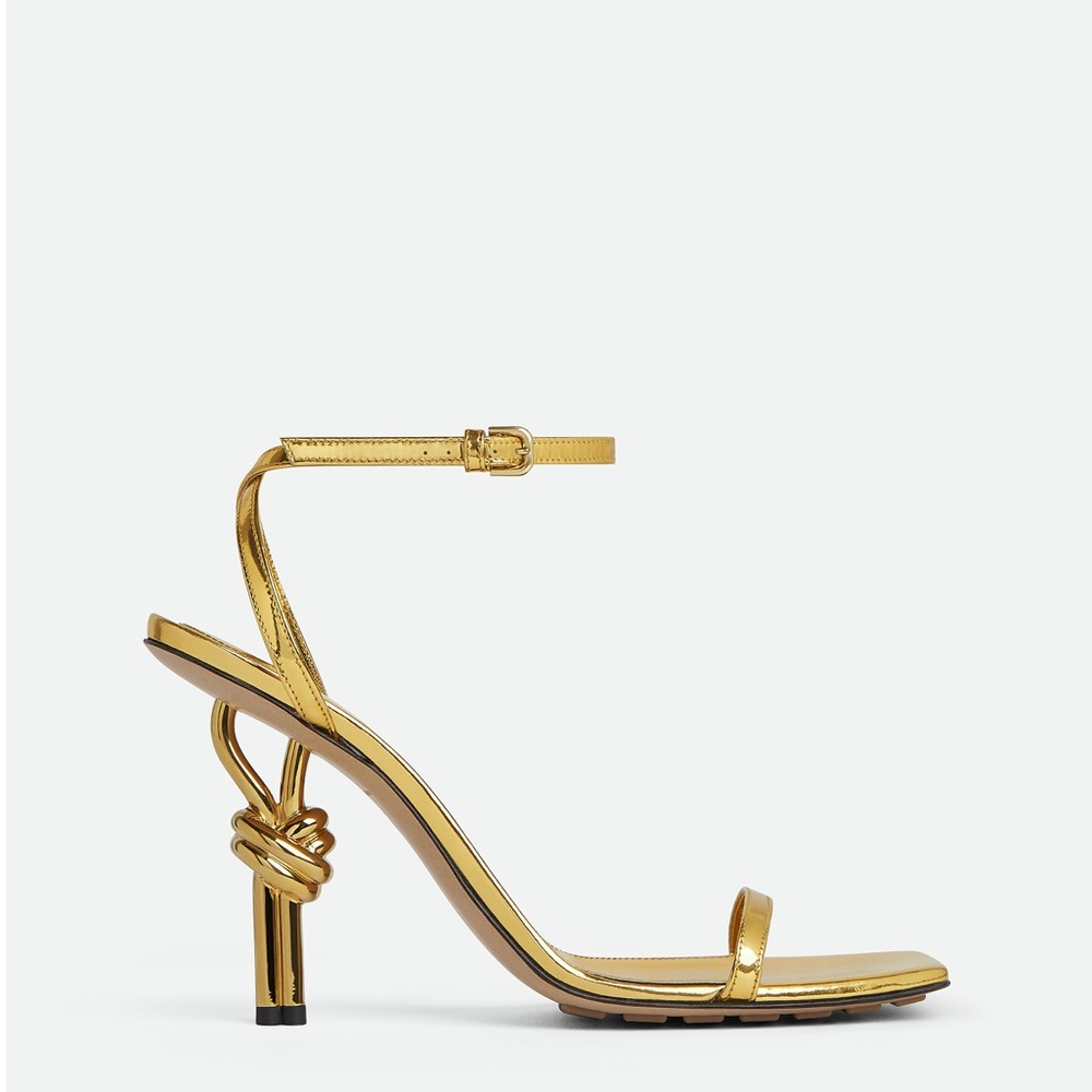 Bottega Veneta Gold Knotted Strap Heels